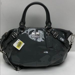 Coach Dark Grey Satchel Panent Leather